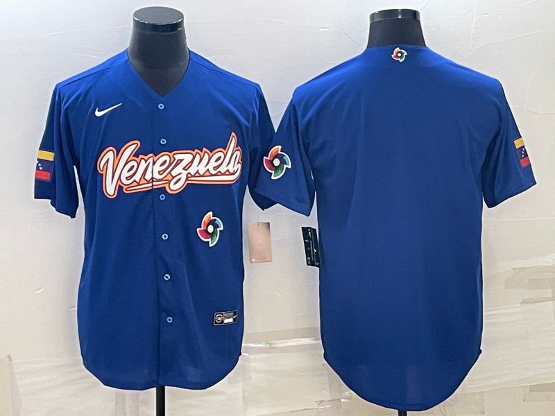 Men 2023 World Cub Venezuela Blank Blue Nike MLB Jersey3->more jerseys->MLB Jersey